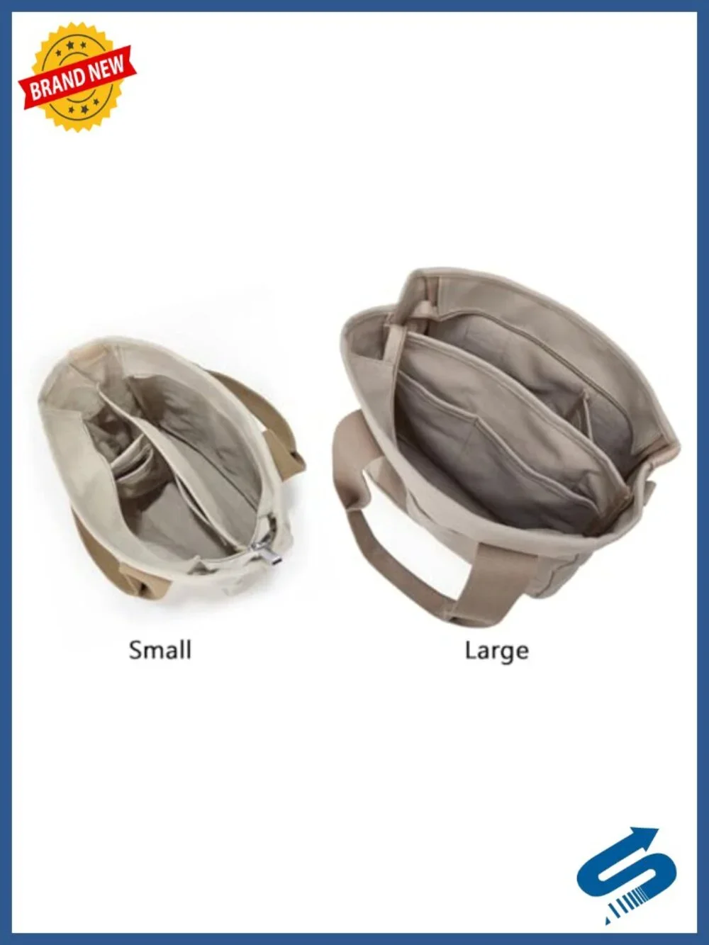 Canvas Tote Bag with Zipper - Crossbody Shoulder Hobo Messenger Bag
